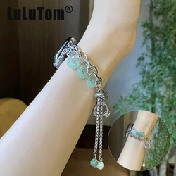 Chinese Strap For Apple Watch UItra 8 7 49mm 45mm 44mm Jade Green Beads Bracelet For iWatch Series 6 5 4 SE 42mm 40mm 38mm Band