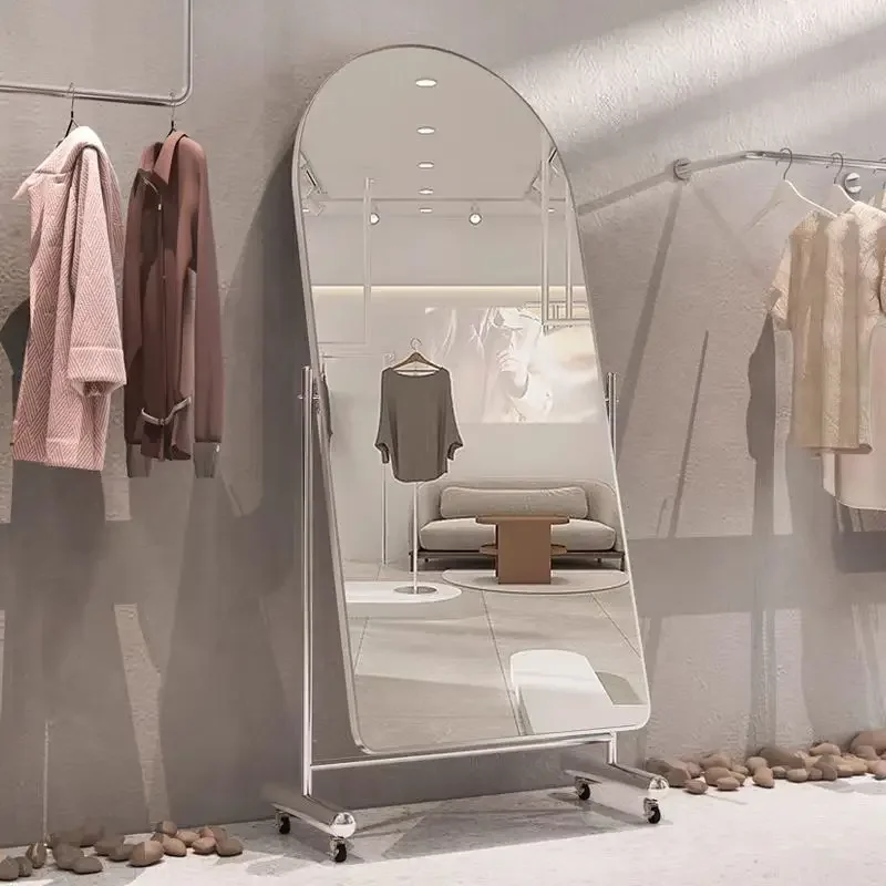 مرآة لكامل الجسم لمتجر الملابس، مرآة متحركة مناسبة للمنزل من الأرض إلى السقف، مرآة صور رفيعة لمشاهير الإنترنت #2