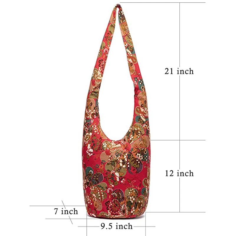 Vintage Travel Bucket Bag Japan Flowers Style Pure Handmade Women Shoulder Crossbody Bags Large Women\'s Handbags