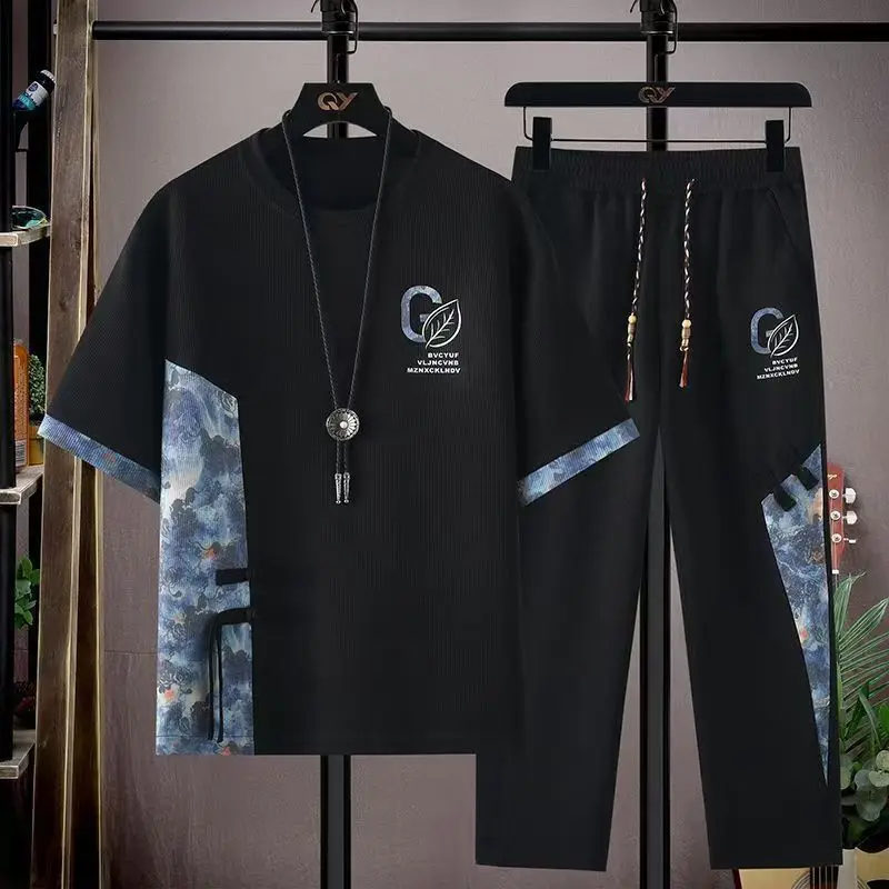 

T-shirts +shorts 2026 summer men fashion Sportswear shirts Men's Casual Sets Male Fashion shirts and shorts full size M-5XL
