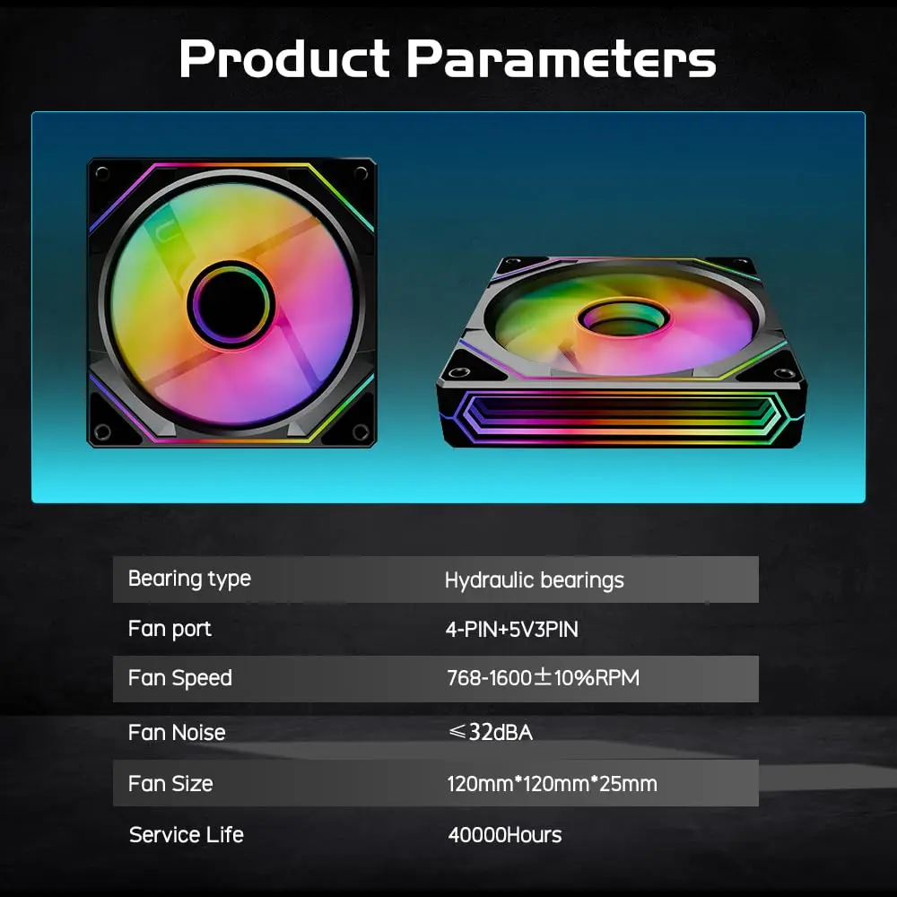 Prism 6 Pro ARGB Wentylator obudowy PC 120 mm 3-stronne nieskończone lustro 5 V 3PIN Synchronizacja oświetlenia płyty głównej 4PIN PWM