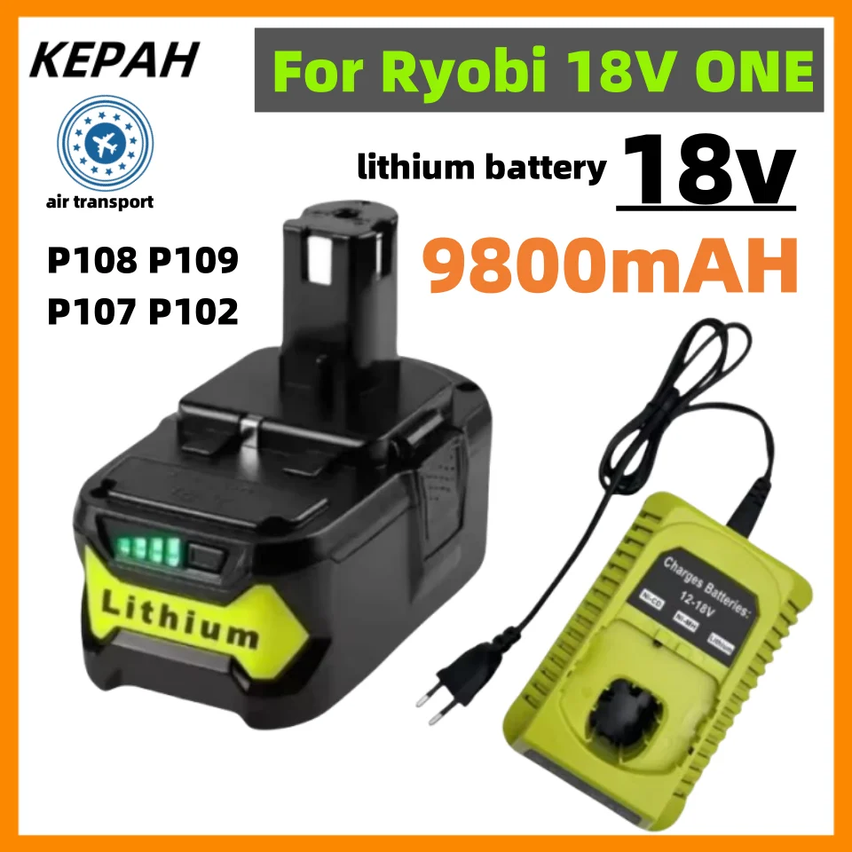 18V For RYOBI P108 18V 9800Ah One+ Plus Battery 18 Volt Lithium-Ion Power Tools P104 P107 RB18L50 RB18L20 P108 ryobi lithium