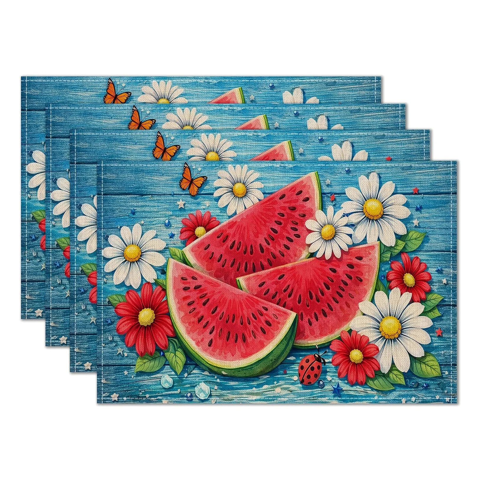 4/6/8pc Green Leaf Wreath Placemats Linen For Minimalist Table Setting Handwritten Text Modern Look