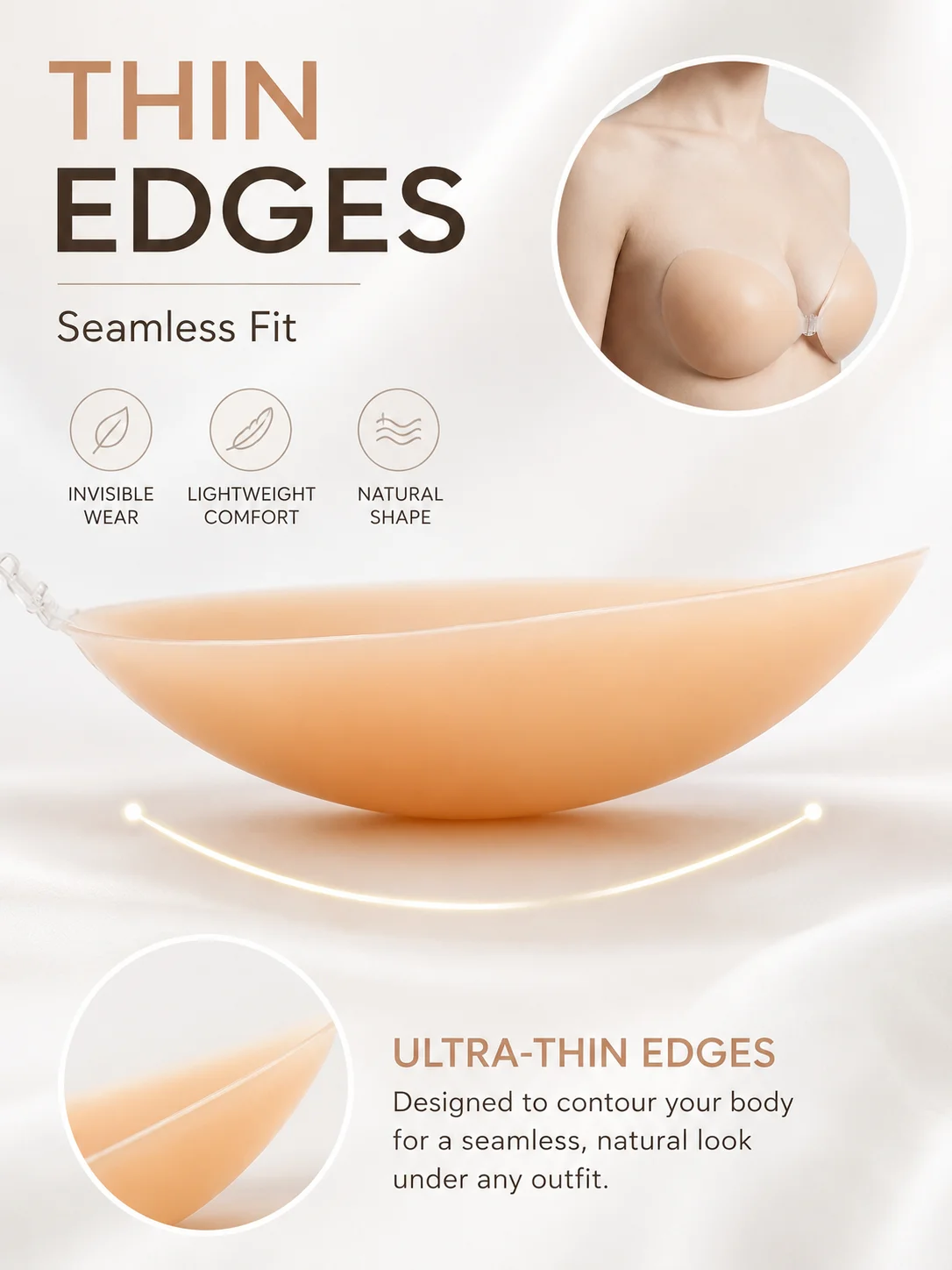 Invisible Push Up Silicone Bra - Strapless Bra Adhesive recension och pris