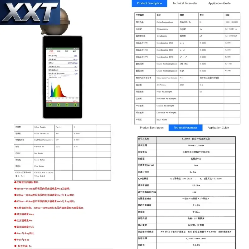 XXT HA350M Medical Cold Light Source Tester wavlengh range 380-1000nm for commercial lighting, health lighting, home