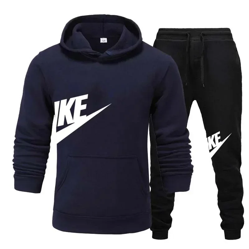 

2025 New Fashion Casual Sports and Outdoor Activity Set for Men: Long-sleeved Hooded Sweatshirt + Long Pants 2-piece Set