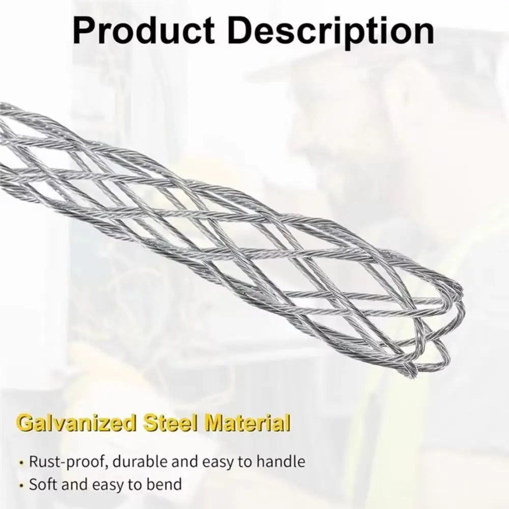 Galvanized Metal Cable Pulling Socks Anti-Slip Design Steel Mesh Mesh Puller Flexible Eye Multi-size Pipe Conduit Puller