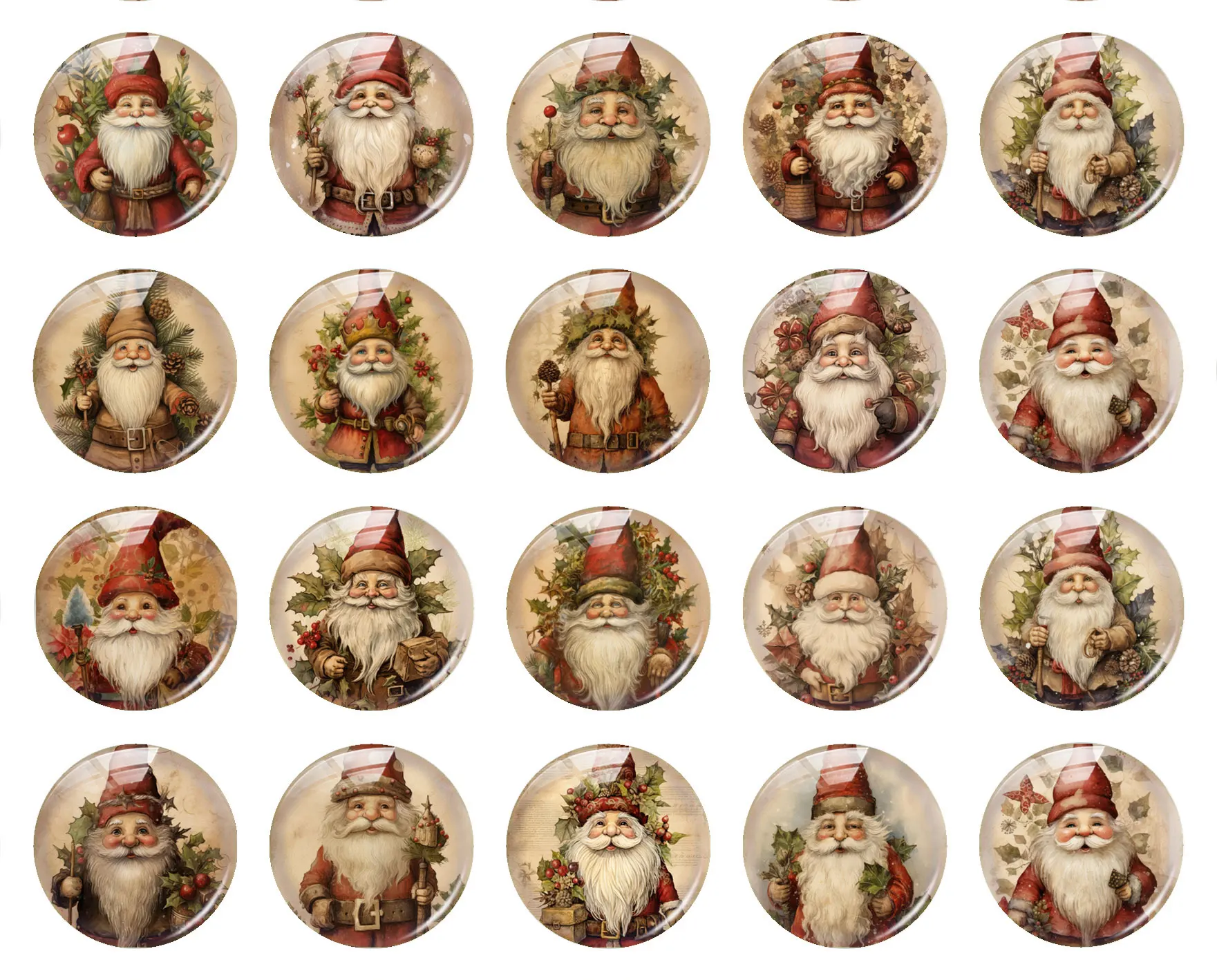 Handmade Christmas X-mas Gnomies Photo Glass Cabochon Charms Flatback Demo Flat Back Cameo For Diy Jewelry Making Supplies