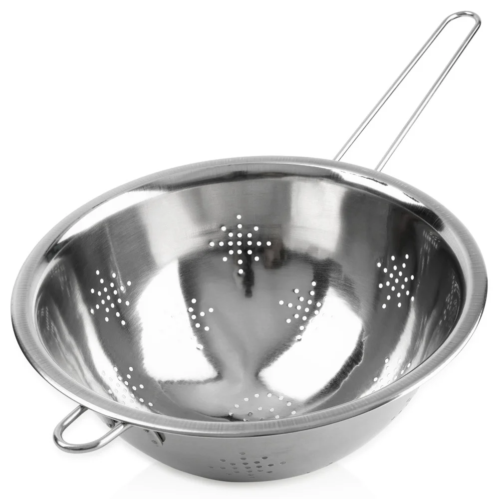 Keukenzeef van staal, 24 cm, keukenzeef voor het zeven van groenten, rijst, fruit, pasta en andere producten. Praktisch voor het spoelen en afgieten van voedsel. Stalen structuur, ideaal voor