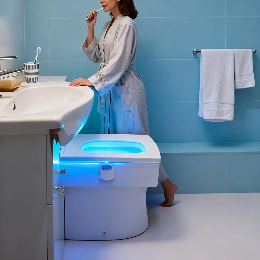 16-Farbig Wechselbares LED-Bewegungssensor-Toilettenlicht Intelligente Beleuchtung für Badezimmer Modernes Badezimmerzubehör Einfache Beleuchtung – Detail 4