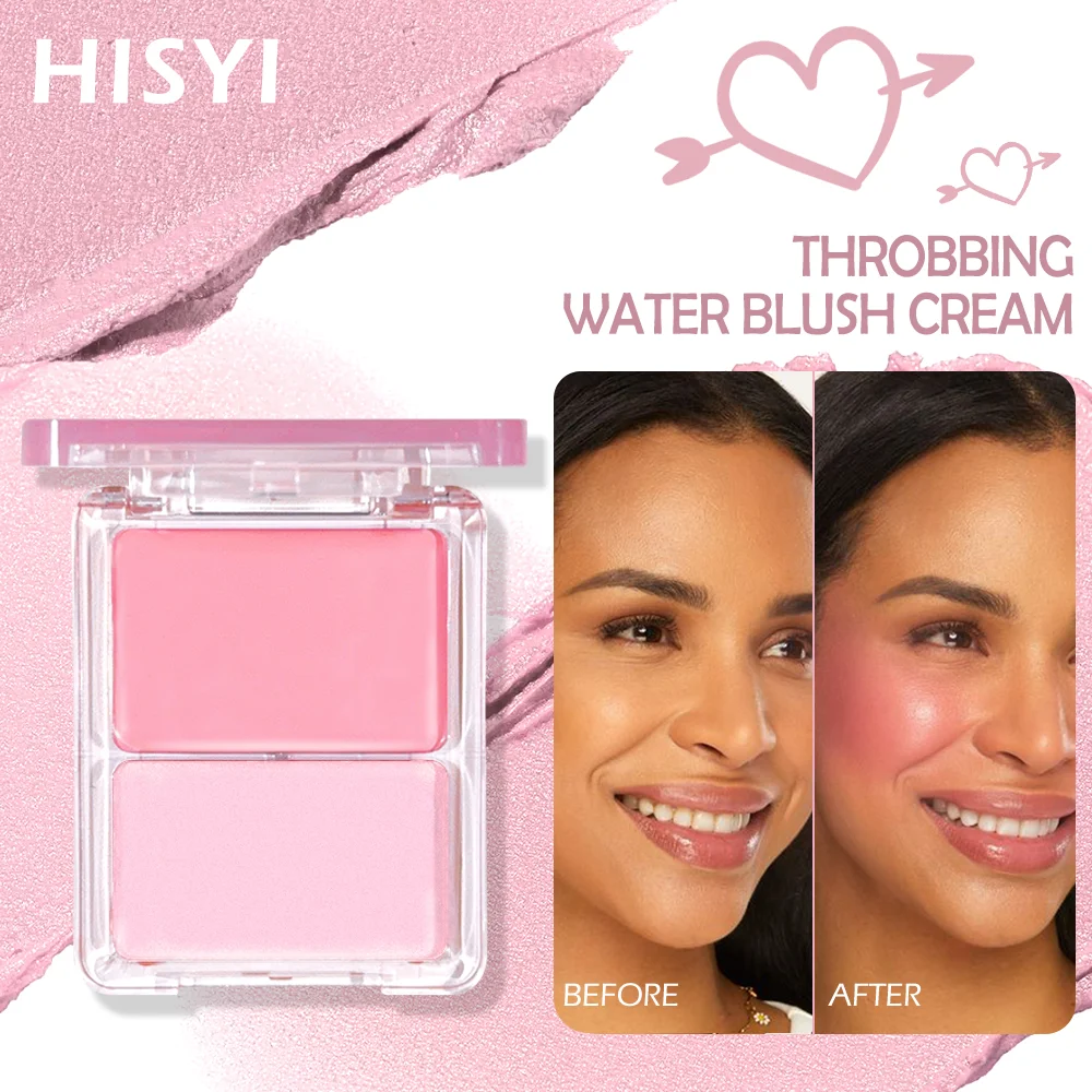 Two-Tone Dewy Blush Palette — Glow & Matte Duo, Easy Blend, Long-Wear Waterproof for Winter & Xmas Makeup