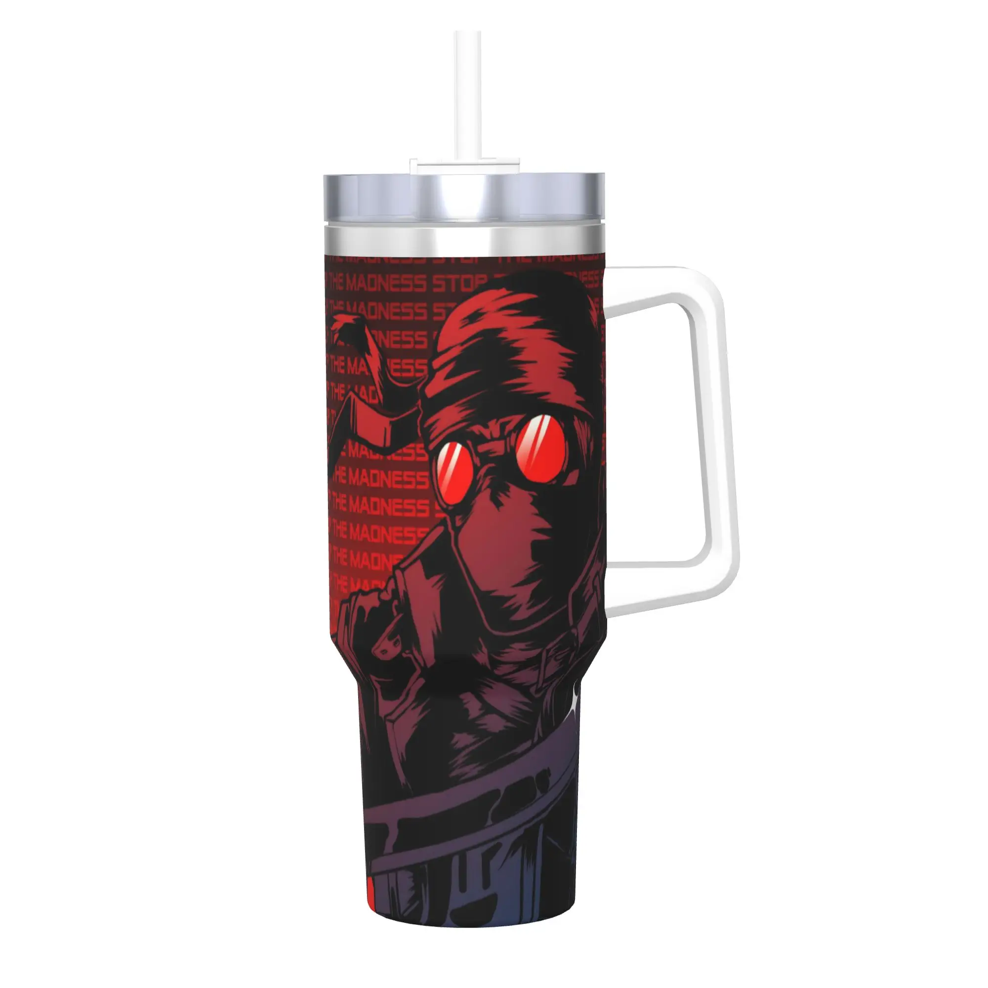 MADNESS COMBAT Hank Tumbler With Straw  Stainless Steel Tumblers Mug Double Wall Vacuum Insulated for Cold Or Hot 40oz