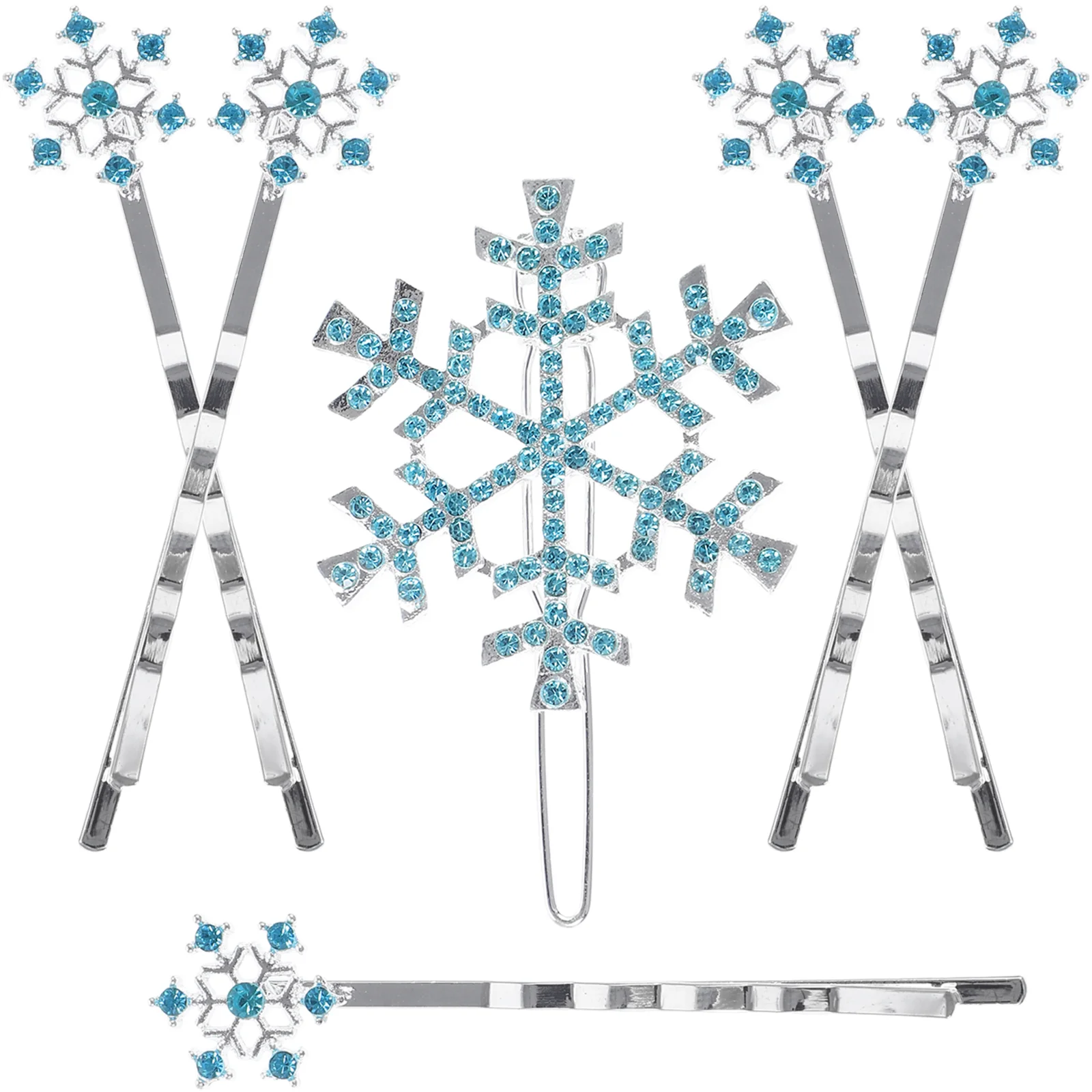 Épingles à cheveux à clipser pour enfants, ruban bleu, flocon de neige, épingles à cheveux numérotées, accessoires pour cheveux, 6 pièces