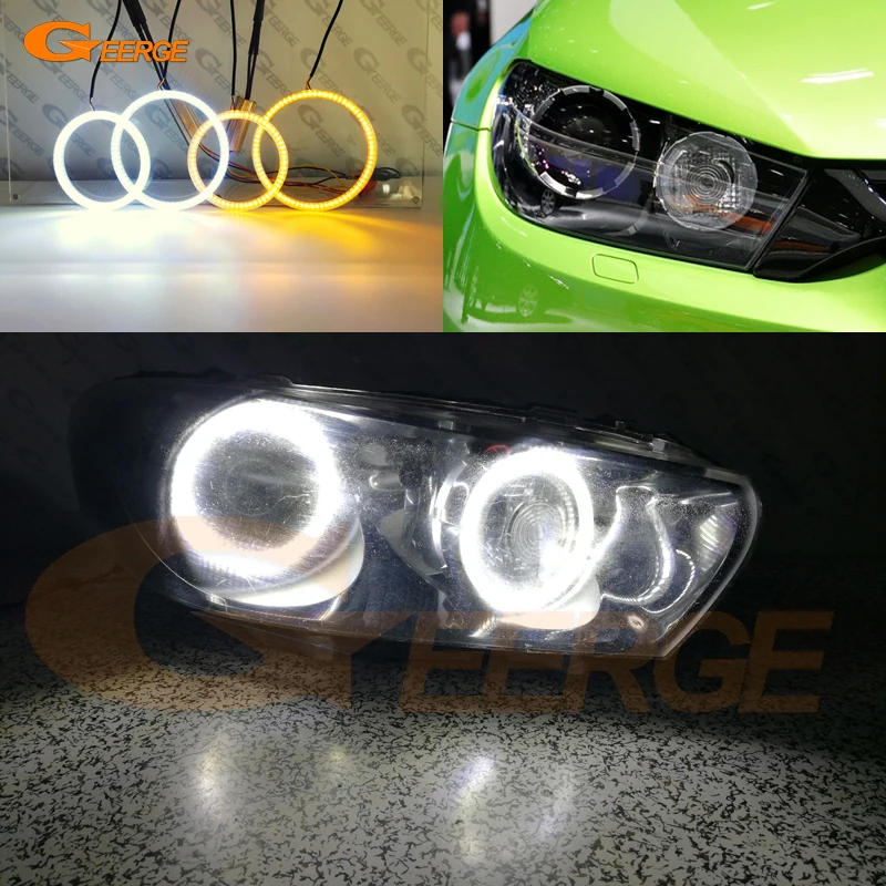 

Для Volkswagen VW Scirocco III MK3 2008-2013 Ультра яркий A/W Switchback DRL указатель поворота SMD LED Angel Eyes Kit Halo Rings