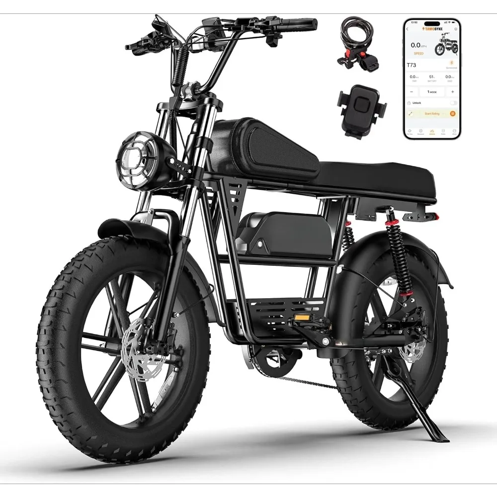 

T73 Series Electric Bike for Adults,1000W/1500W/3000W Motor,30/33/37.5MPH 34-120 Miles,48V15.6/41.6 AH Electric Bikes