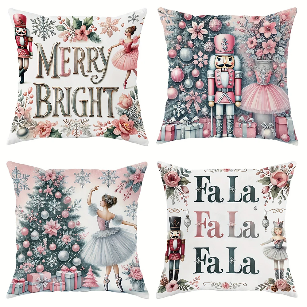 Christmas Nutcracker decoration Pillowcase Ballet Princess Pillow Case suitable for home room sofa cushion cover friend gift