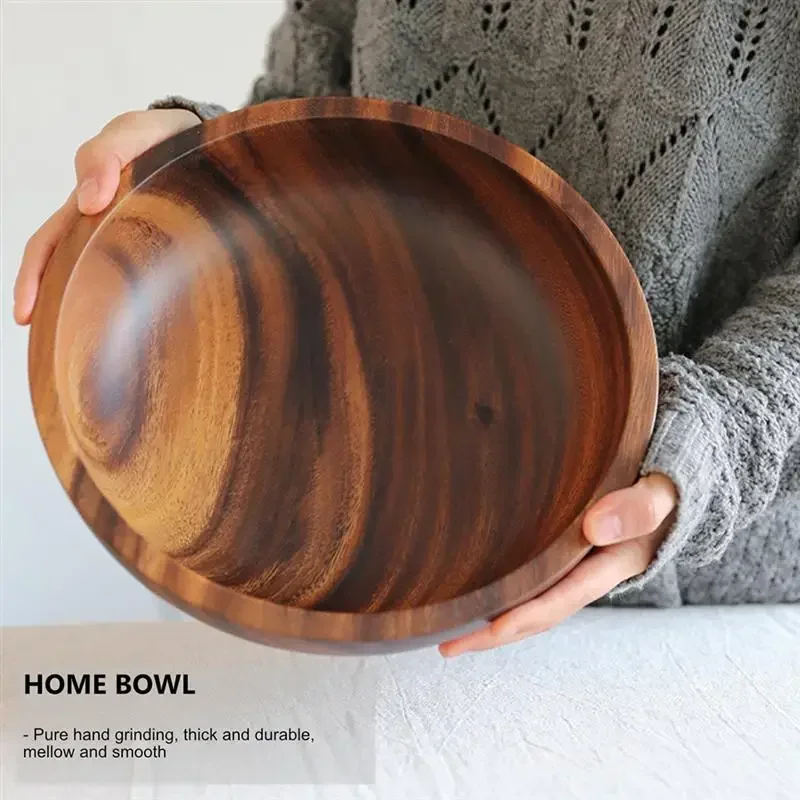 Kitchen Natural Wooden Bowl Household Fruit Bowl Salad Bowl For Home Restaurant Food Container Wooden Utensils Note The Size hot