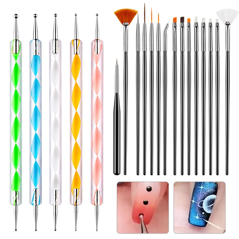 

Nail Brushes Set Professional Nail Supplies For Acrylic UV Gel Drawing Dotting Manicure Nail Art Design Tools Makeup Accessorie