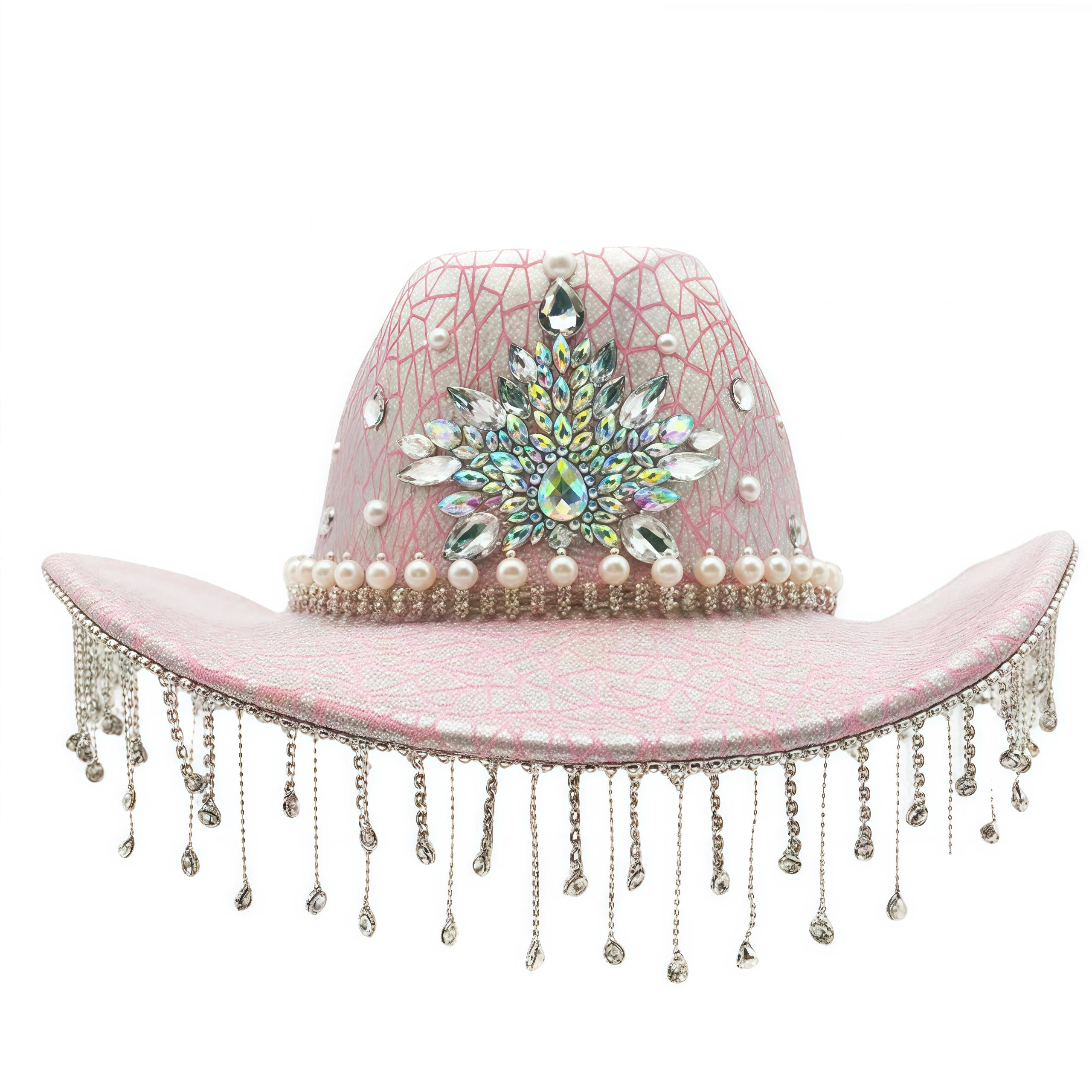 HongLuan Brokatowy Kapelusz Kostiumowy dla Dorosłych i Kapelusze Kowbojskie z Cyrkoniami dla Kobiet, Akcesoria do Cosplay Kowbojki i Kapelusz Kowbojski