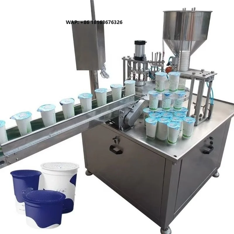 hot Automatic Rotary Water Cup Filling Sealing Machine Customized 2 Lanes 1200-1600 Cups Per Hour for Liquid Water