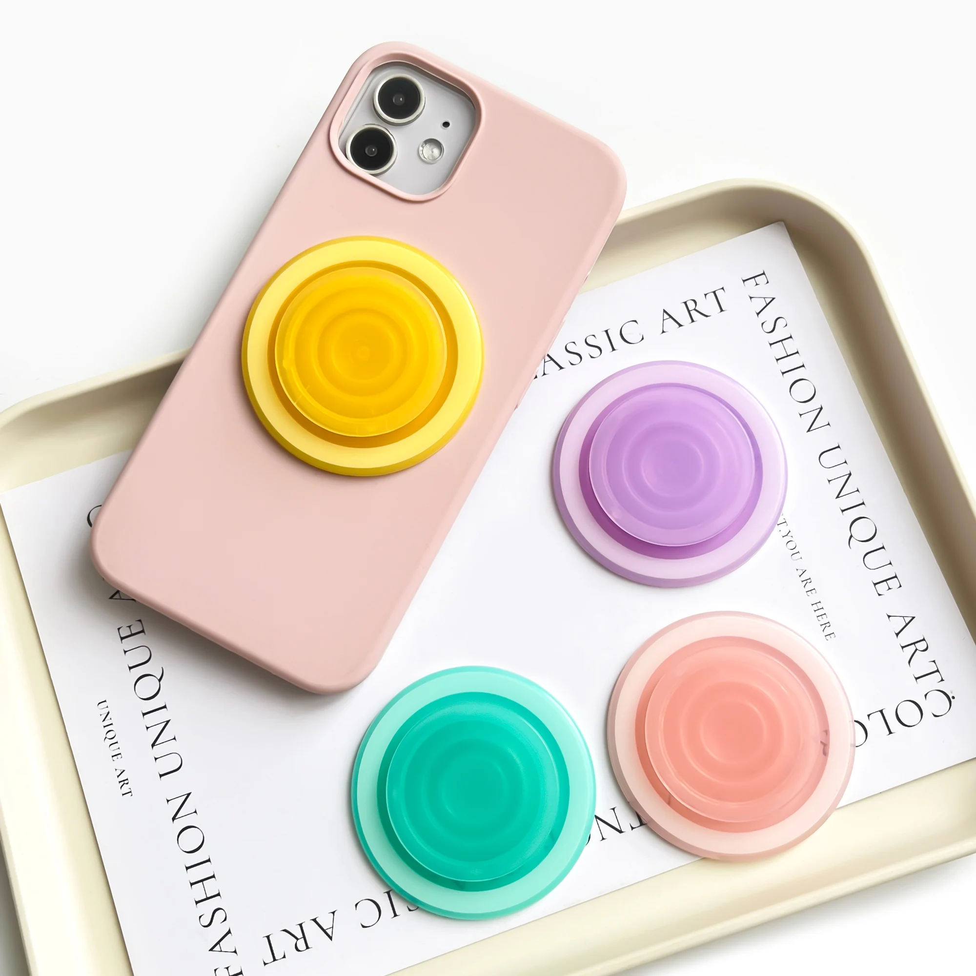 

Красочный круглый магнитный держатель для телефона, гнездо Griptok для Magsafe iPhone 16, 15, 14, 13, безопасная подставка для безымянного кольца на палец