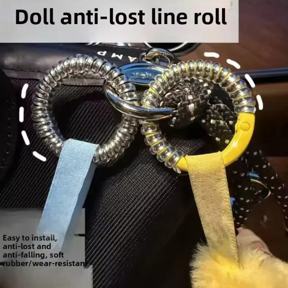 Boucle Anti-chute pour poupée, corde en Silicone, porte-clés, anneau de Protection, enroulement coloré, fixe, accessoires de poupée Anti-chute