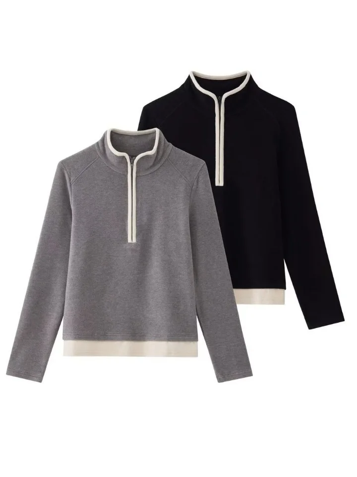 

Simple Spor Sle Zip-Up Hoodie Women's ey Lightweight Casual Long Sve Loose Fit Commute Sle Single Piece