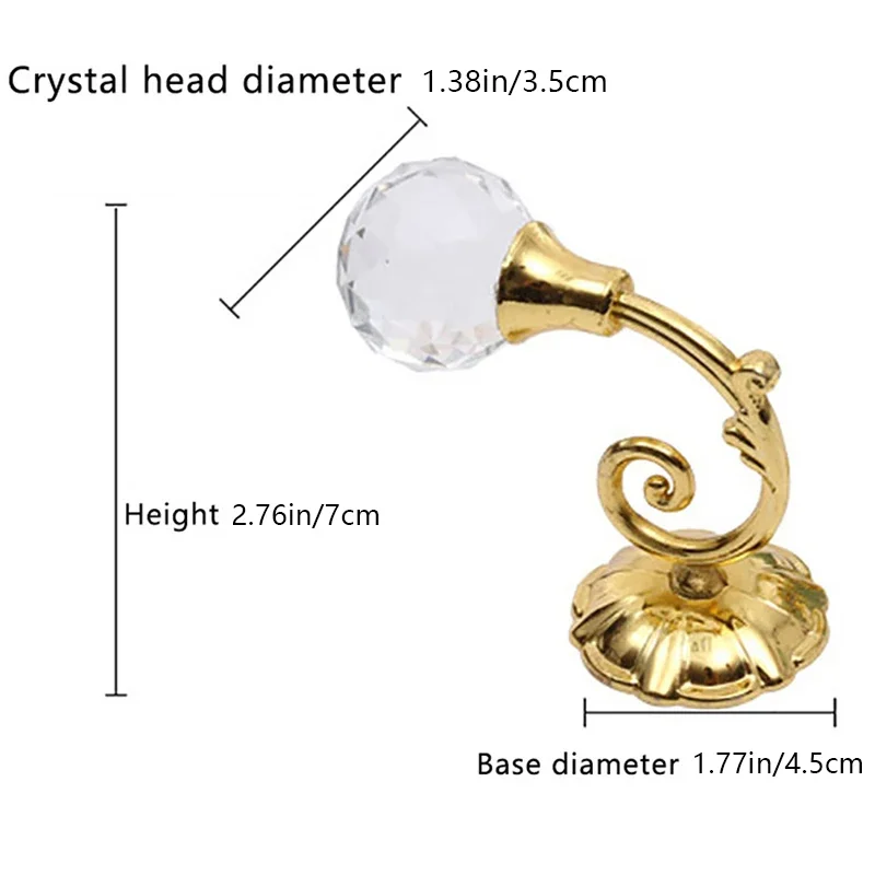 2PCS U Shaped Curtain Holdback Buckle Hooks Crystal Ball Wall Mounted Hanger Window Home Decor Vintage Tassel Holder