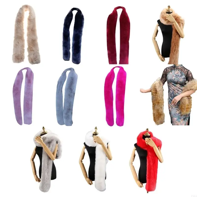 P88A Furry Plush Scarf for Women Girl Neck Warmer Street Photo Neck Wrap Collar Shawl