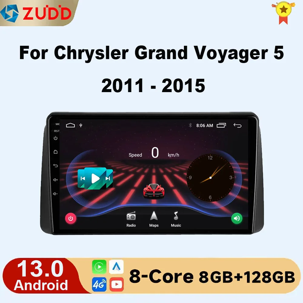 

Android 13 For Chrysler Grand Voyager 5 2011 - 2015 For Dodge Grand Caravan 2008-2020 Car Radio Player Multimedia GPS 360 Camera