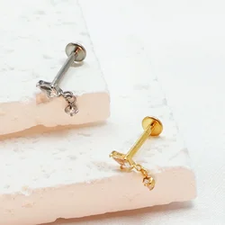 F136 Titanium Lip Ear Piercing Cartilage Helix Ear Studs Zircon 16G Septum Tragus Women Hinged Segment Wholesale Body Jewelry