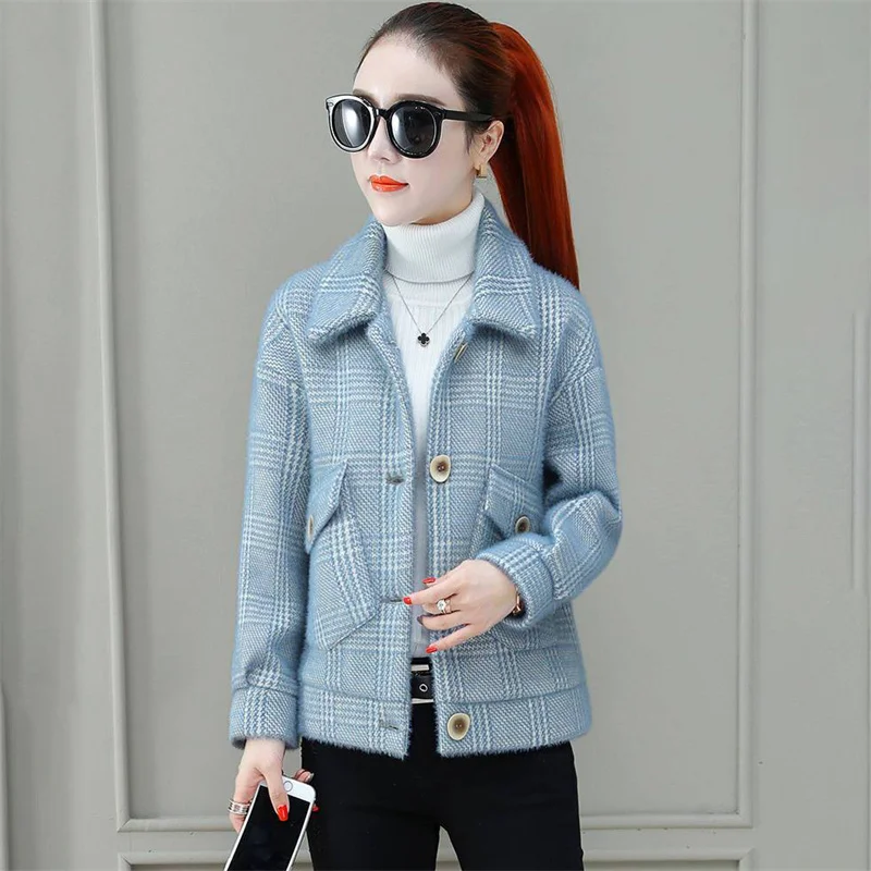

Y2K Winter Woolen Jacket 2024 New POLO Collar Thicken Women's Clothes Outeawer Solid Colour Fashion Single-Breasted Female Coat