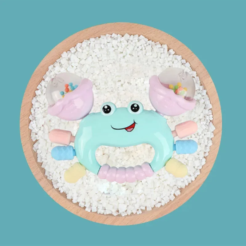 Crab Baby Rattle & Teether Toy, Sensory Development Shaker for 0-36 Months Infants, Early Learning Hand-Eye Coordination Gift