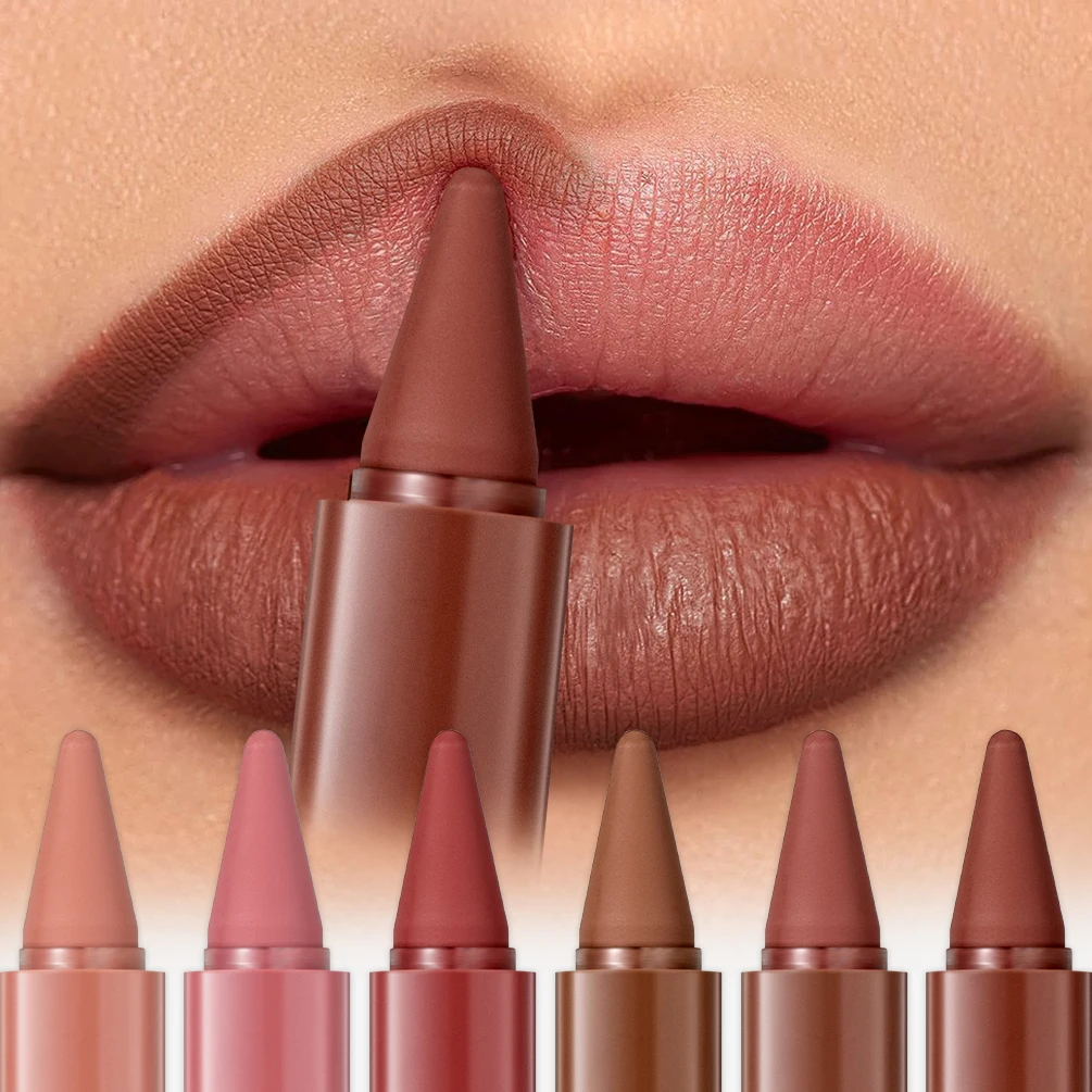 QIBEST Konischer Farbverlauf-Lipliner Langanhaltender Matter Nude Braun-Roter Lippenstift Wasserfester Konturierender Tint-Lipliner Make-up Lippenfarbe