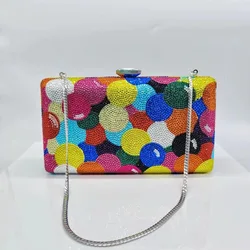 Pochette da sera in cristallo da donna arcobaleno per la festa di nozze borse formali da sposa con diamanti di lusso borse a catena da donna con strass