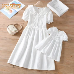 Summer Fashion Family Mother and Daughter Short Sleeve Solid Color Dress Clothes Family Clothing Family Matching Outfits Dress