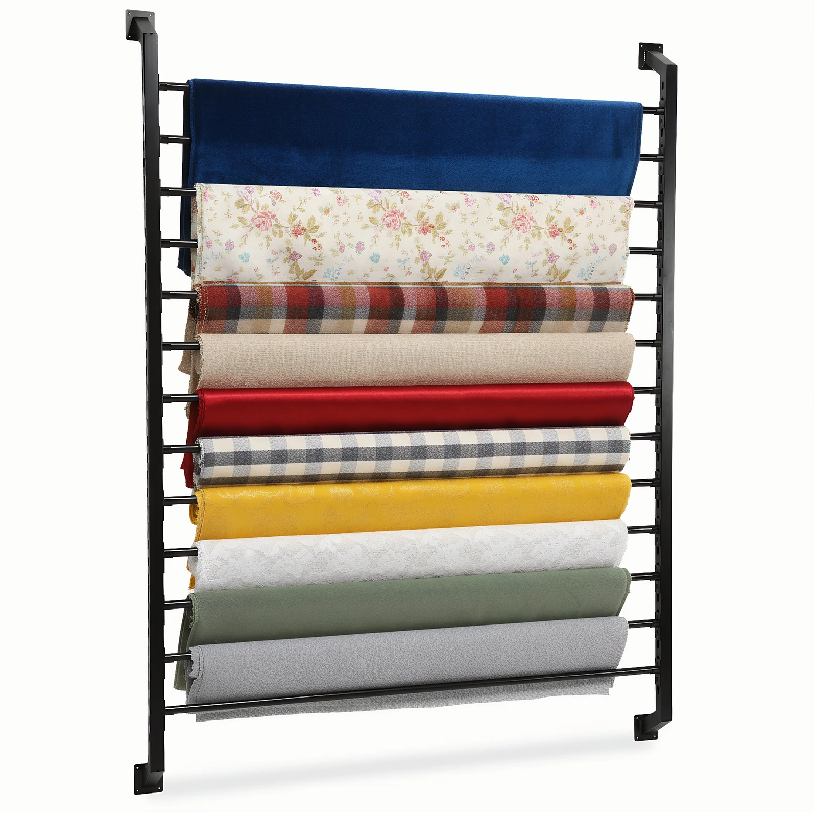 

Стойка для тканевых рулонов на 13 ярусов с регулируемой штангой для подвешивания, для виниловых рулонов, бумаги для переноса изображений, лент, обоев, оконной пленки