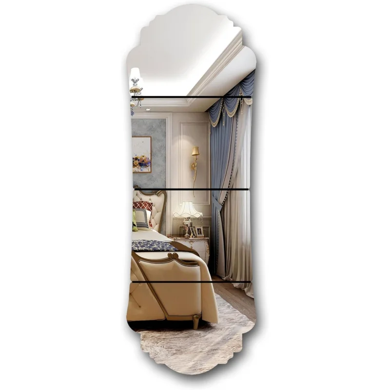 

4 Pcs Decorative Mirror Full Length Door Mirror Tiles Mirrors Irregular Mirrors Acrylic Wall-Mounted Home Room Decoration an