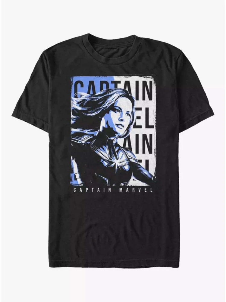 Marvel 2026 nuevo capitán Marvel moda carta Logo estampado cómico hombres y mujeres manga corta Casual camisetas de talla grande