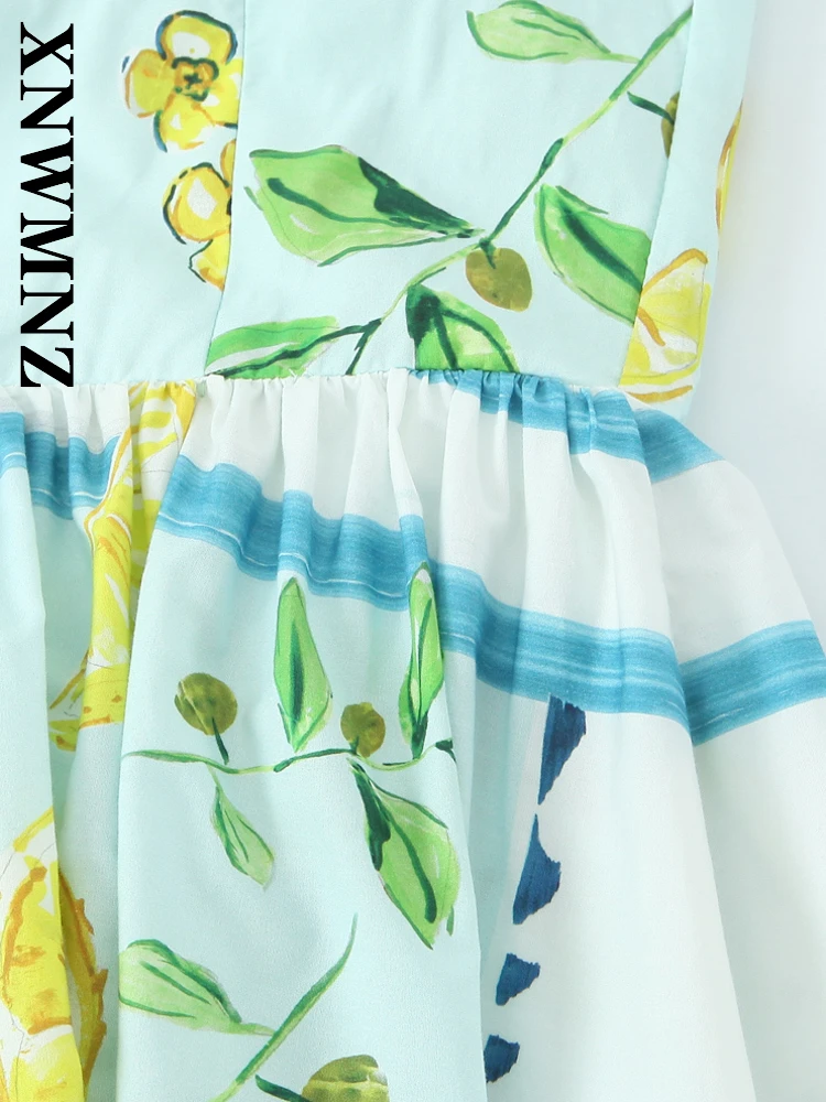 XNWMNZ 2025 夏の女性の自由奔放に生きるファッションショルダー薄いショルダーストラップ背中の開いたミディドレスシックな休日の女性ノースリーブセクシーな