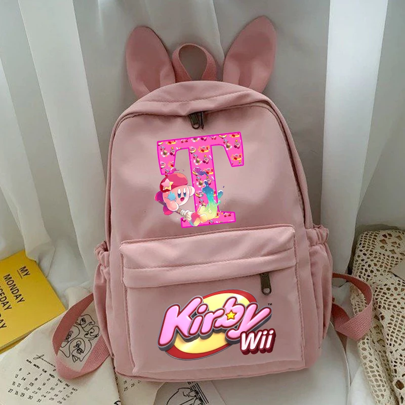 Kirbys Girls School Bag New Anime Letter A-Z Backpack Kids Educational Institution Travel Knapsack Kawaii Rucksack Children Gift