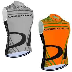Orange Grey ORBEA ORCA Cycling Jersey Summer Men Road Bike Vest Ropa Ciclismo Team Pro Riding Sleeveless Bicycle Maillot T-shirt