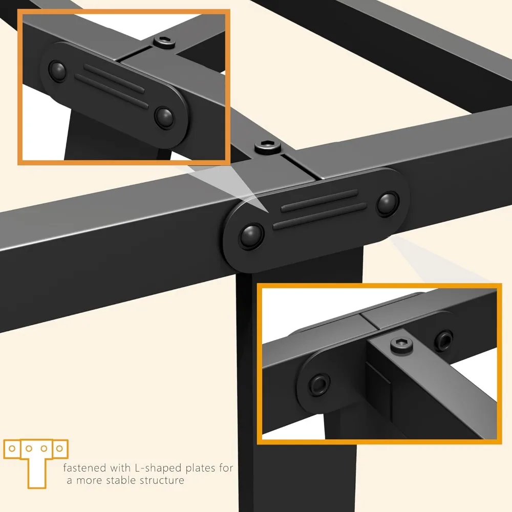 إطار سرير معدني كوين عالي التحمل مقاس 14 بوصة مع مساحة تخزين، سهل التجميع، لا حاجة إلى صندوق زنبركي، كريم أساس قوي للمرتبة