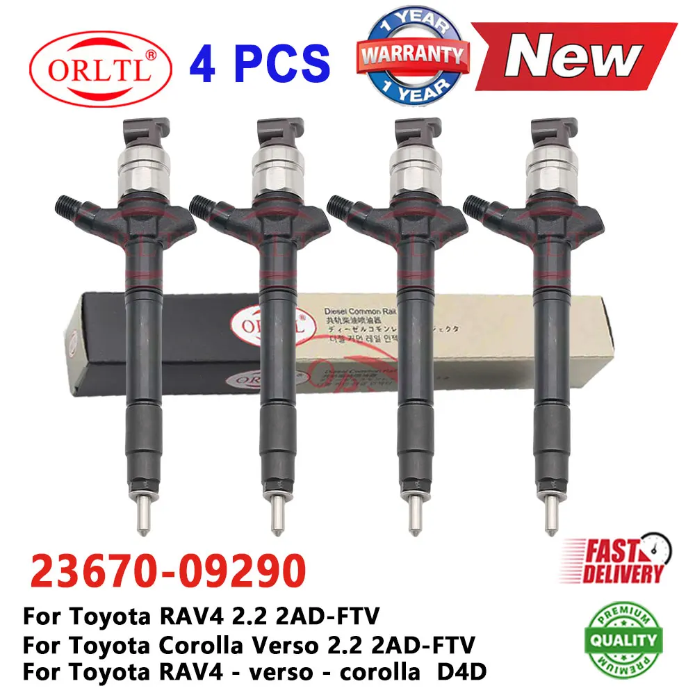 

4 PCS 23670-09290 Diesel Injector Assembly 2367009290 23670 09290 For Toyota Corolla Verso 2.2 2AD-FTV