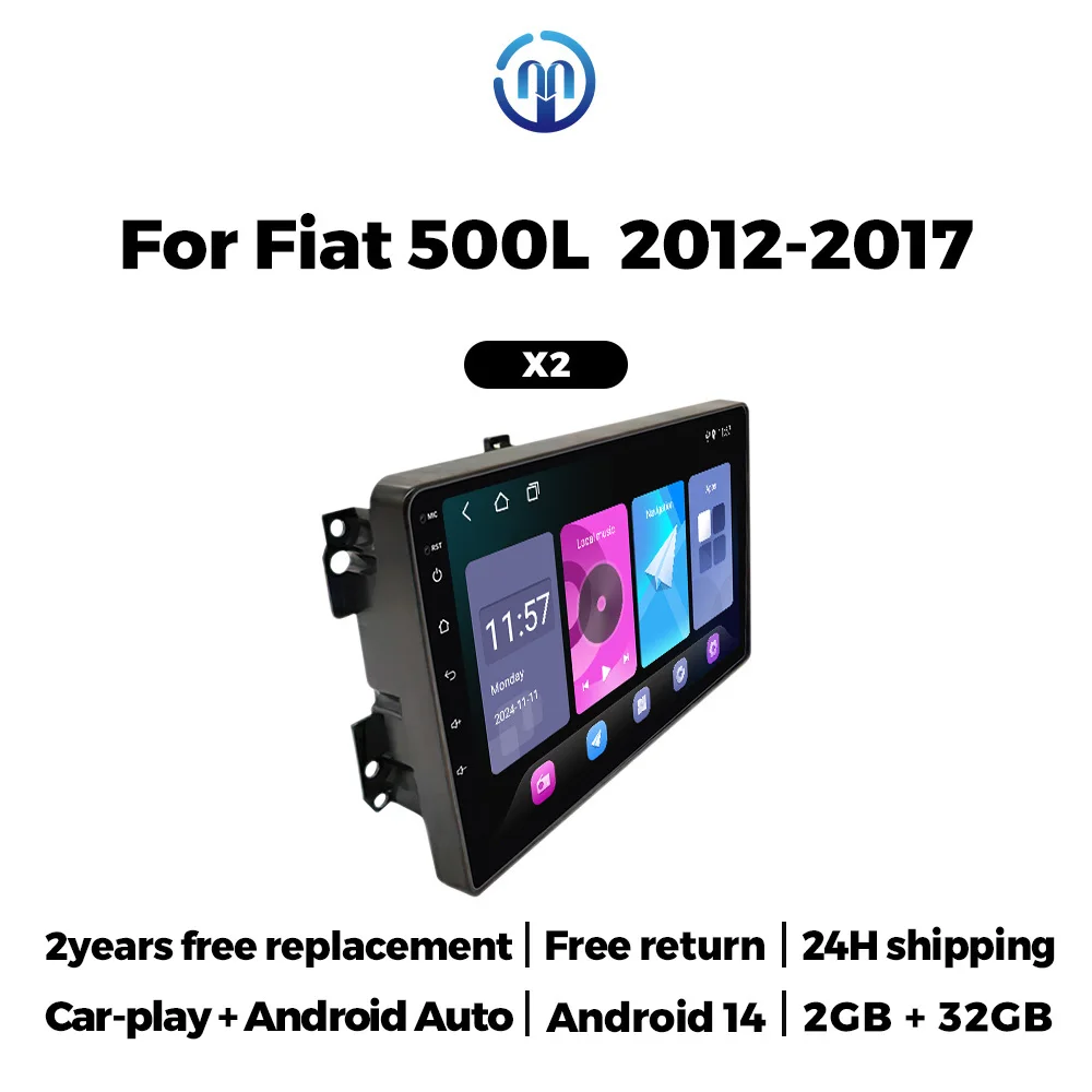 

Автомагнитола Android 14 с мультимедиа, видеоплеером, GPS-навигацией для Fiat 500L 2012-2017, Carplay, Auto, Wi-Fi, сенсорный экран, без DVD, 2DIN