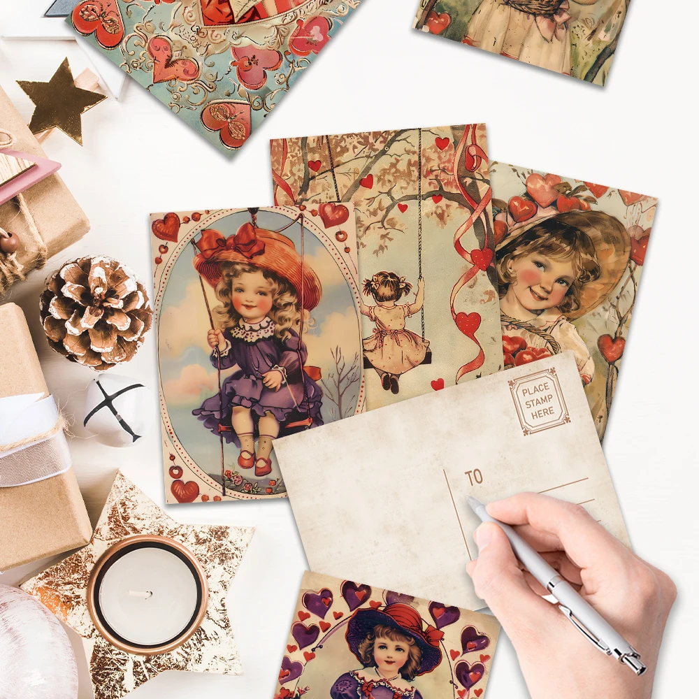 32개 빈티지 발렌타인 데이 인사말 카드, 사랑 표현 거실 장식, 두꺼운 카드지, 침실 장식, 고품질