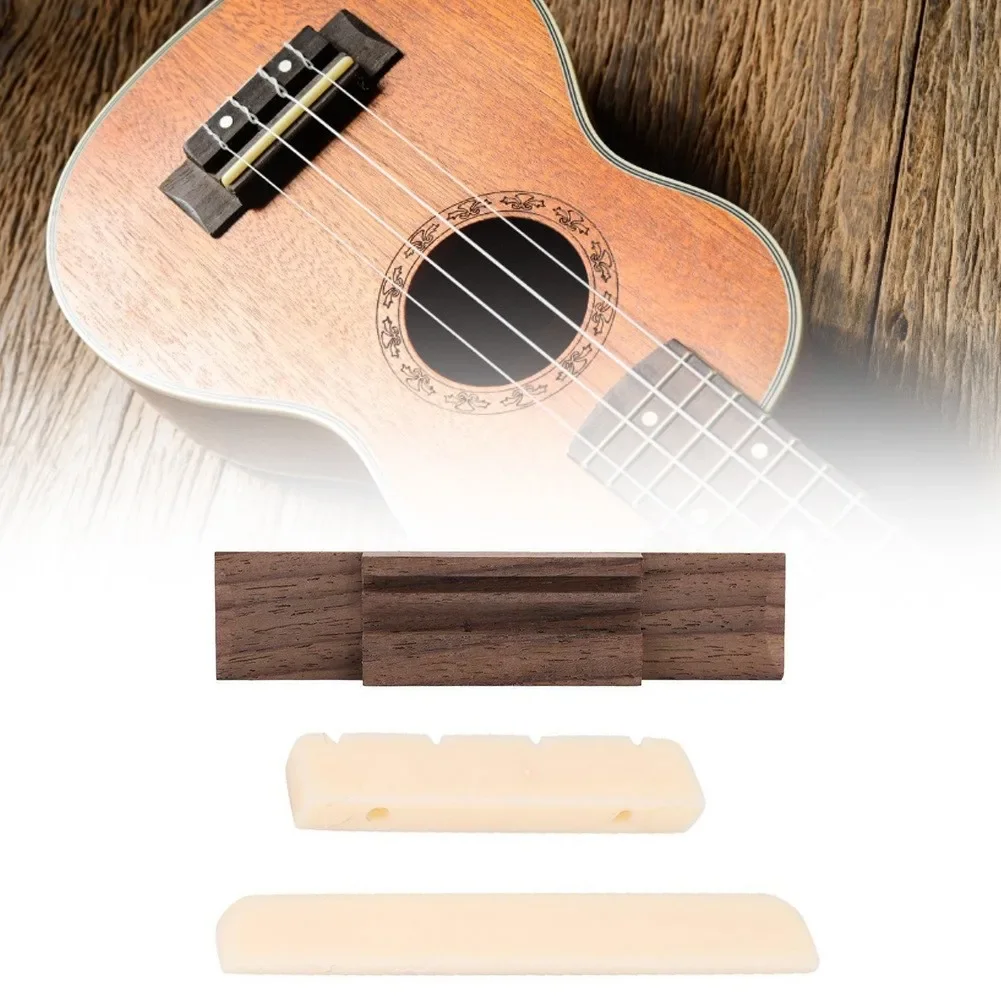 4 String Ukulele Rosewood Bridge & Nut Saddle Slotted For Guitar Ukulele Uke Musical Instrument Repairing Parts Accessories