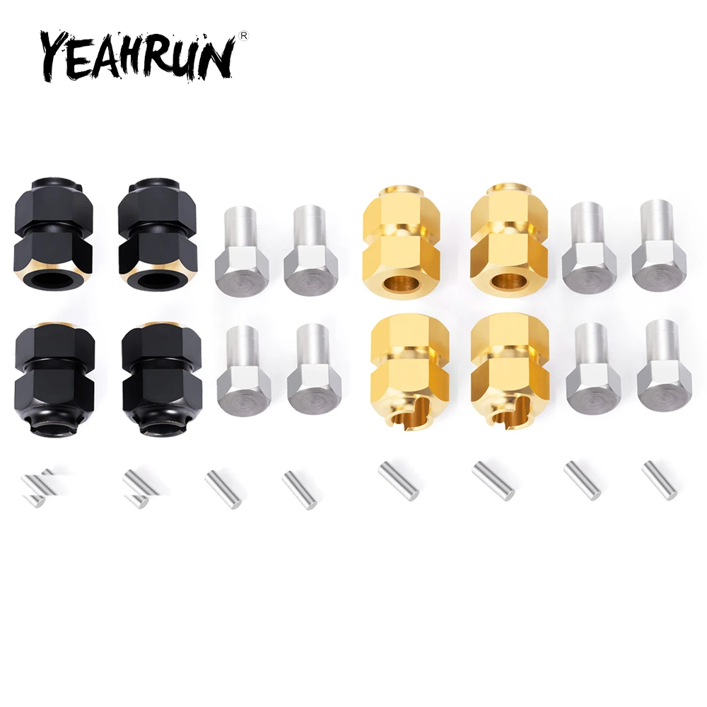 YEAHRUN TRX4M 4Pcs Heavy Duty Black Coating Brass Wheel Hex Extended Adapters for TRX-4M 1/18 RC Crawler Car Model Upgrade Parts