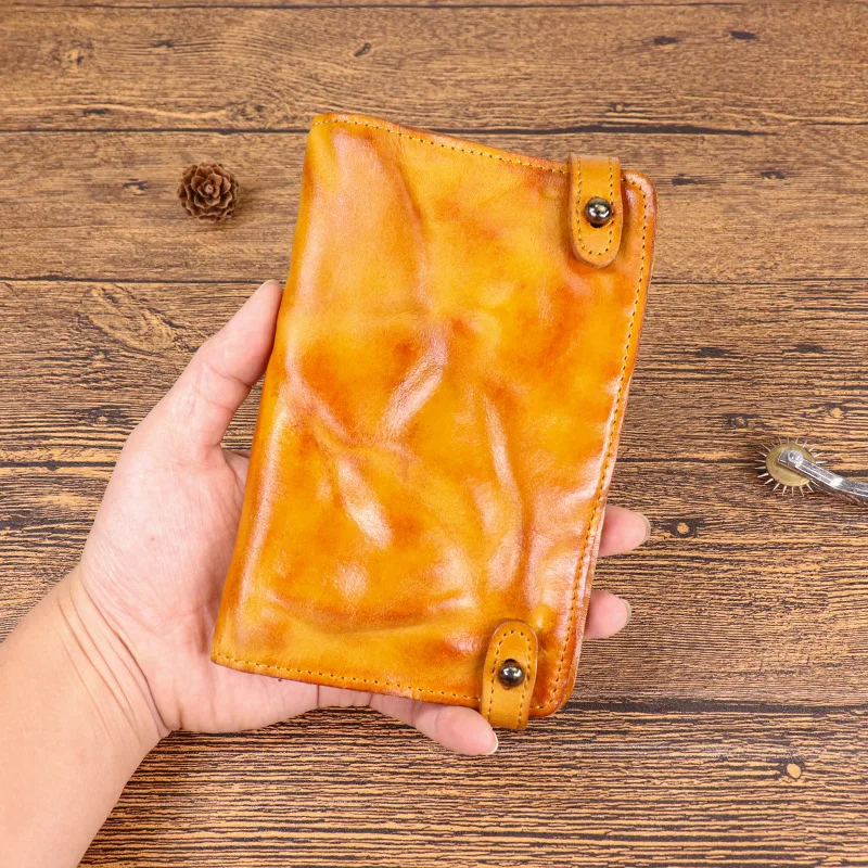 The first layer of cowhide hand-rubbed color to do old long wallet male vintage multi-card coin wallet big money clip