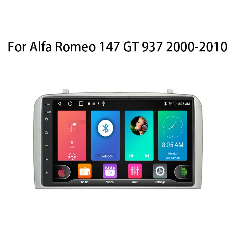 Android 16 autoradio voor Alfa Romeo 147 GT 937 2000-2010 GPS navigatie Android Auto Carplay Wifi scherm stereo display geen 2din - afbeelding 2